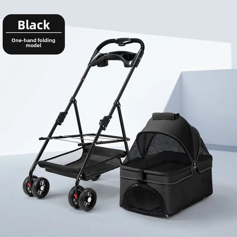 Pet Stroller Poodle Cats Small Pets Lightweight Foldable Outdoor Travel Pet Stroller Pet Trolley Puppy Stroller Dog Trolley