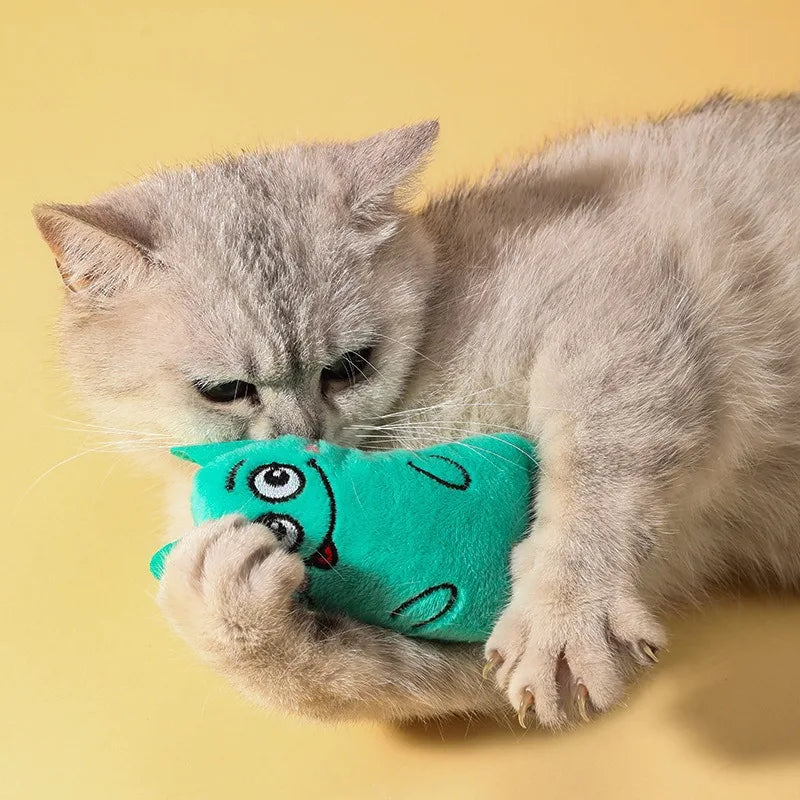 Catnip Mouse Thumb Pillow Cat Chew Toy with Crinkle Sound
