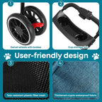 3-Wheel Pet Stroller for Small to Medium Dogs & Cats, Foldable with Mesh Canopy & Cup Holders, Easy Assembly