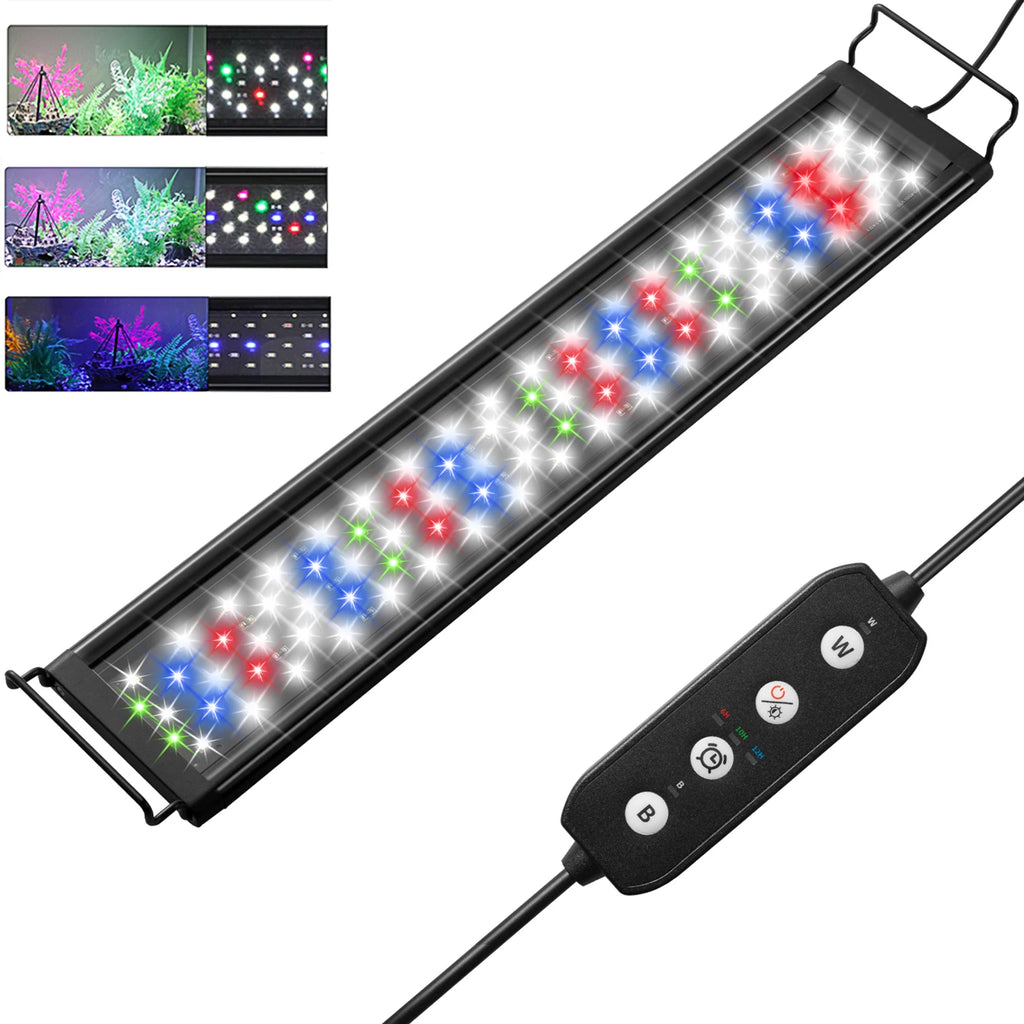Dimmable Aquarium LED Light with Timer (30–60cm, Power-Off Memory, Plant Growth)