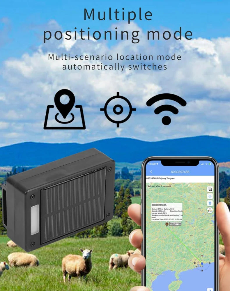 GPSONE Solar-Powered Wireless GPS Tracker for Cattle & Sheep - Intelligent Livestock Positioning