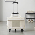 Pet Carrier with Telescopic Handle Breathable Pet Carrier Trolley Travel Bag Portable Collapsible for Cats, Outings