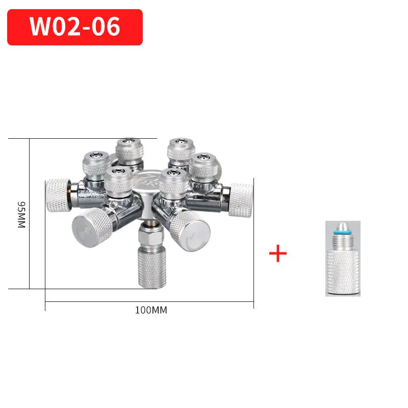 ZRDR Stainless Steel Aquarium Multi Way CO2 Distributor Splitter Needle Valve, Check Valve Bubble Counter for Solenoid Regulat