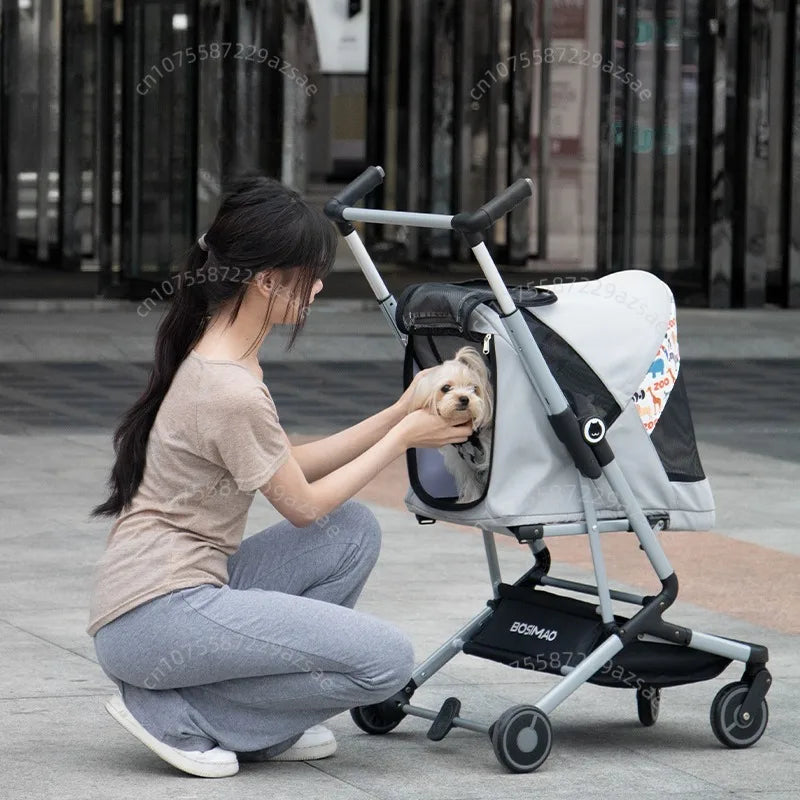 Lightweight Foldable Pet Stroller for Cats & Dogs (Ultra-Light, Large Capacity, Dual-Pet Friendly)