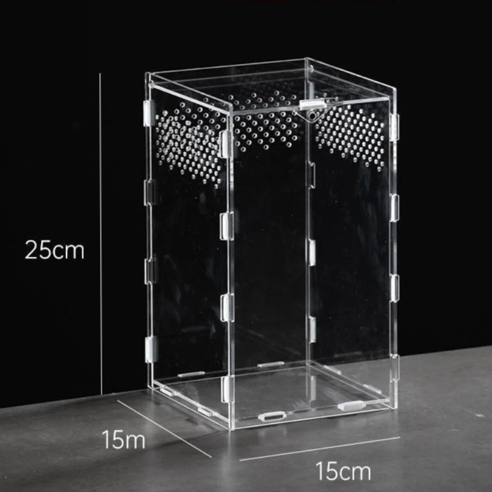 Durable Acrylic Reptile Habitat Anti-Escape Multiple Size Lizard Breeding Box Clear Arboreal Spider Feeding Case for Chameleon
