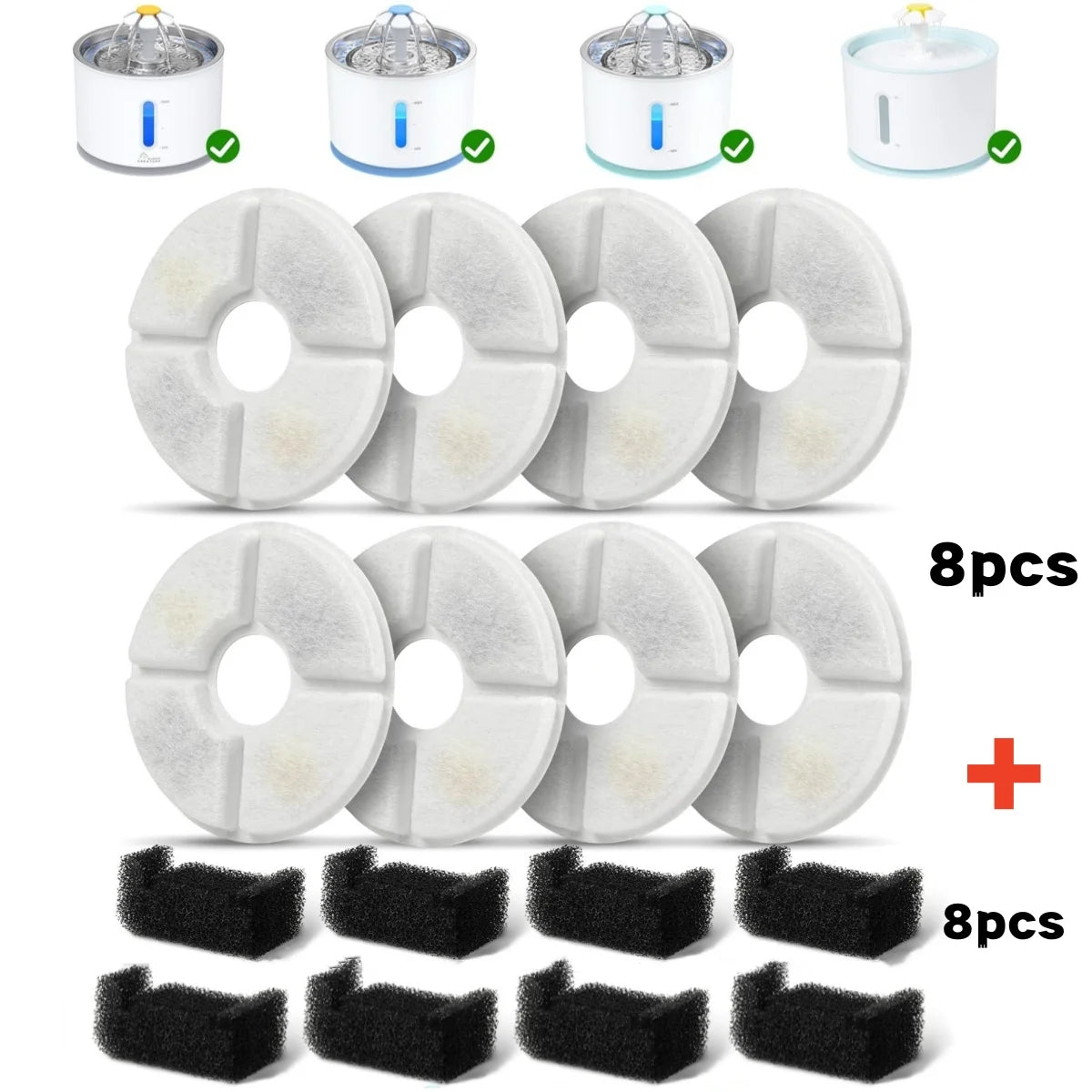 Replacement Carbon Filters for Pet Water Fountain (Round, 2.4L)
