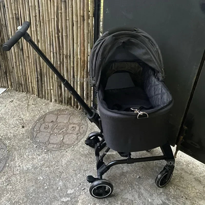 Lightweight Portable Pet Stroller Foldable Two-seat Design Detachable Frame for Small Dogs Cats Outdoor Walking Travel Carrier