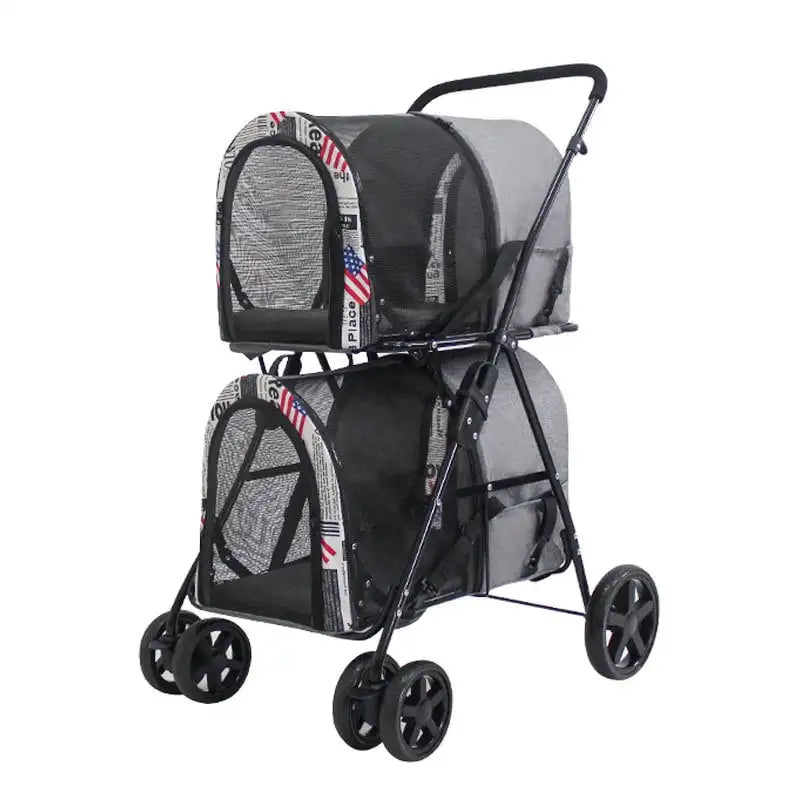 Stroller Double Dog Pet Stroller for Cats Dogs Large 4 Wheel Luxury Travel Pet