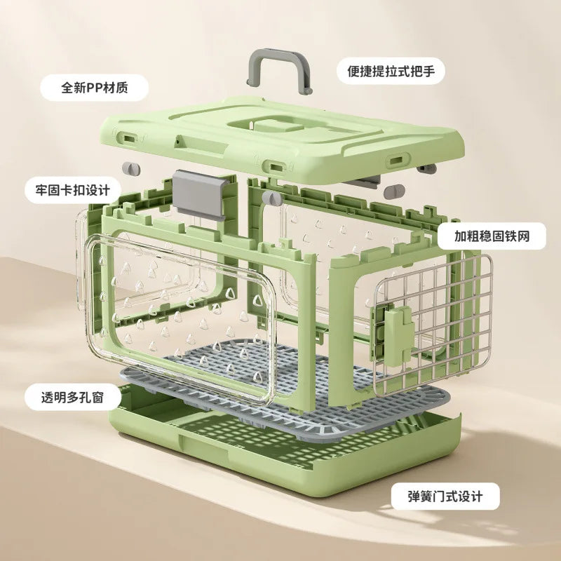 Hand-held Foldable Pet Airline Carrier, Car Travel, Cat Check-in Box, Breathable Portable Cat Box for Going Out