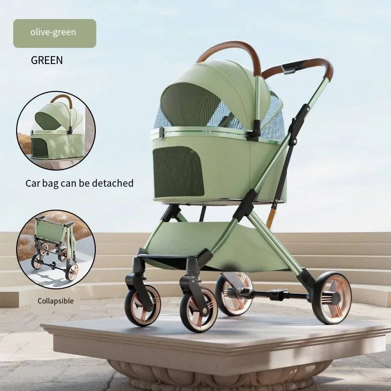 Separable Pet Stroller Pet Cart with Multifunctional Bag Separation Ultra Easy To Carry One Click Collection Cat Dog Stroller