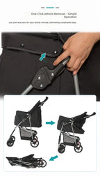 Pet Stroller for Small Dogs and Cats, Easy Foldable Travel Carrier, Portable Pet Carriage for Outdoor Walking