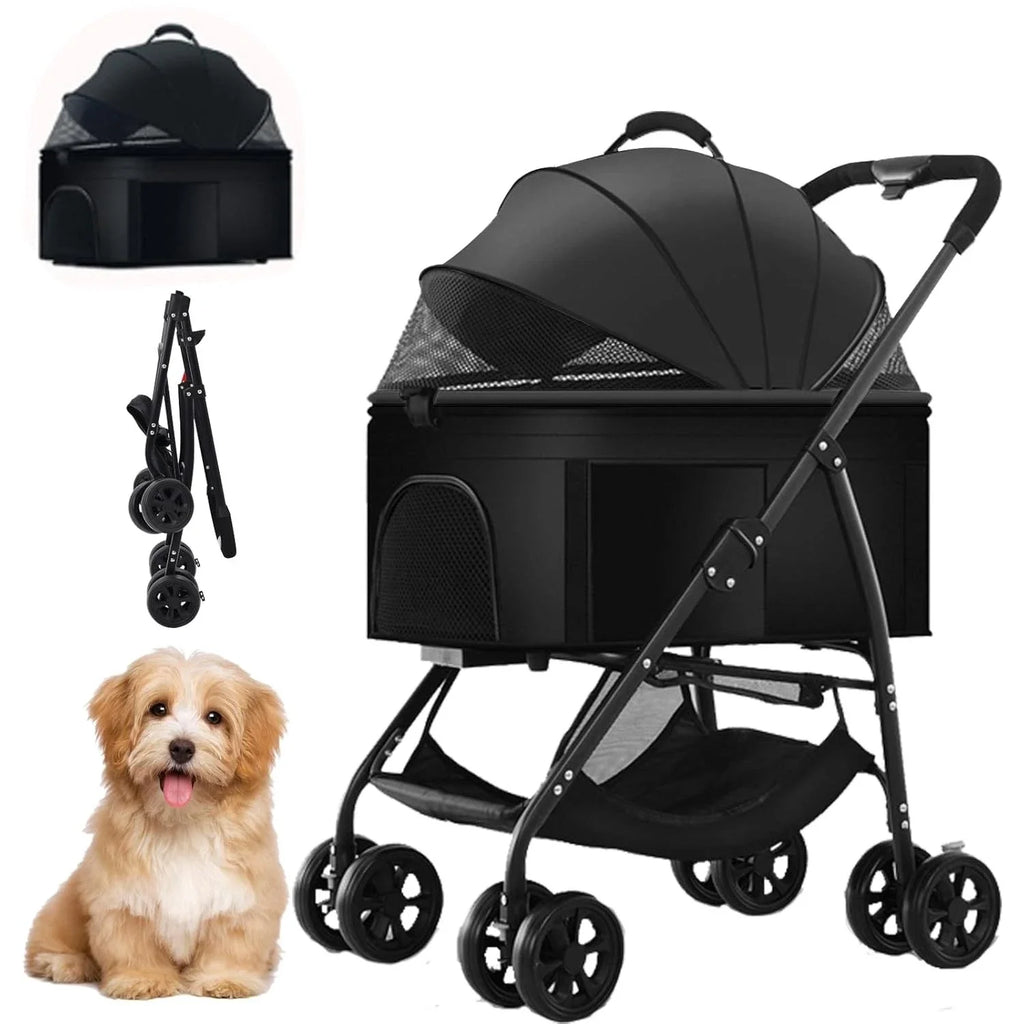 3-in-1 Pet Dog Stroller Cat Stroller Removable Carrier Dog Wagon for Medium Dogs Up To 55lbs Easy Foldable Pet Stroller