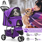 Magshion 3 Wheels Pet Dog Cat Stroller for Small Medium Dogs Cats, Foldable Jogger Stroller w/Storage Basket and Cup Holder