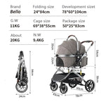 Bello Pet Trolley Stroller for Dogs & Cats - Multi-Function Travel Cart with Carrier Compartment