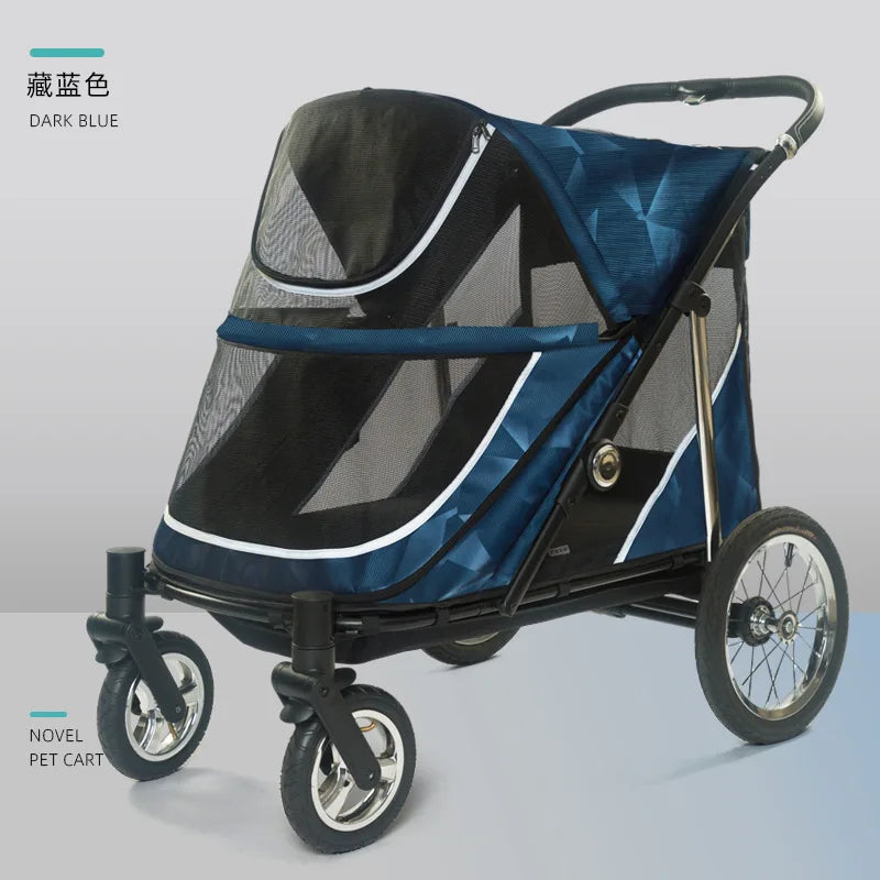 Pet Stroller for Large Dogs and Multiple Cats, Spacious Dog Cat Carrier, Durable Pet Travel Cart, Outdoor Walking Jogging