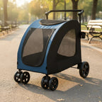 Foldable Dog Stroller Lightweight Feline Stroller Pet Pushcart Large Size Dog Stroller Mesh Sides for Park