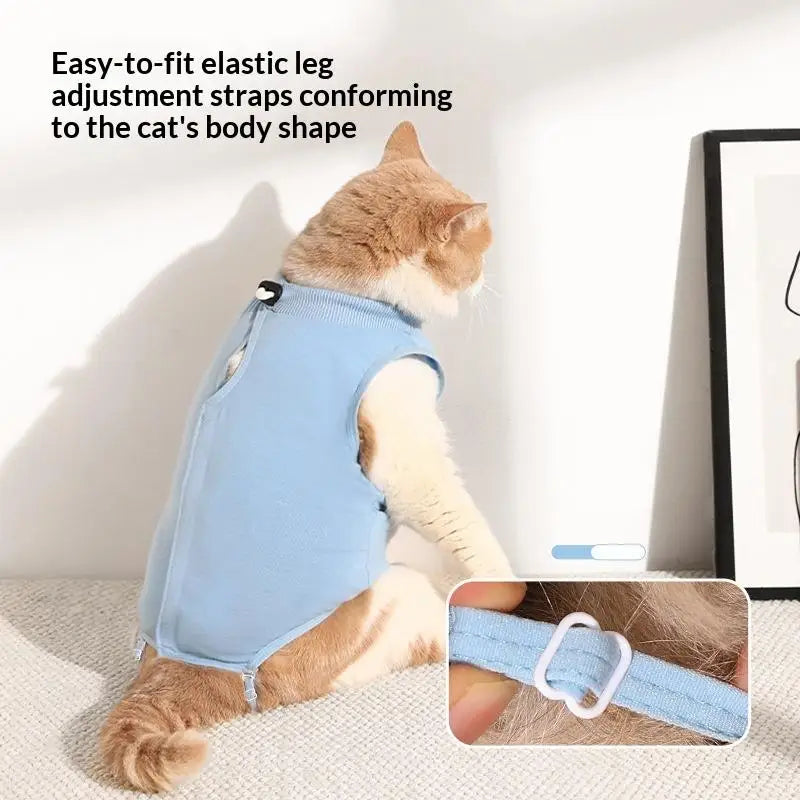 Adjustable Cat & Dog Surgery Recovery Suit — Anti-Lick Wound Healing Vest Bodysuit
