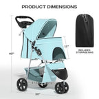 Pet Stroller for Small Dogs 10 lbs, Dog Stroller for Medium Dogs 30 lbs, Cat Strollers for 2 Cats, 3 Wheels Foldable Jogger Pup