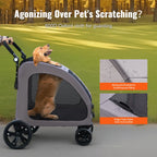 SucceBuy Pet Stroller Portable Puppy Stroller Carrier w/ Breathable Mesh Windows&Height-Adjustable Height Stroller for Cats Dogs