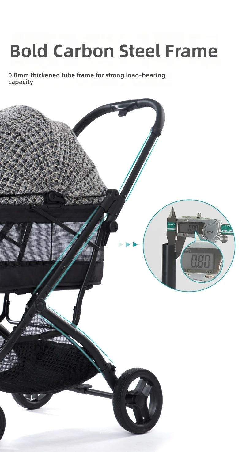 Pet Stroller for Small Cats and Dogs, Portable and Foldable, Lightweight Travel Carrier, All-Terrain Wheels, Adjustable Handle