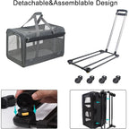 Large Rolling Pet Carrier with Wheels (up to 30lbs, Breathable, Collapsible)