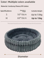 Round Velvet Pet Nest Bed with Removable Cover (Winter Warm)