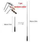 Extra-Long Telescopic Cat Teaser Wand with Faux Tail — Flexible Interactive Indoor Feather Rod