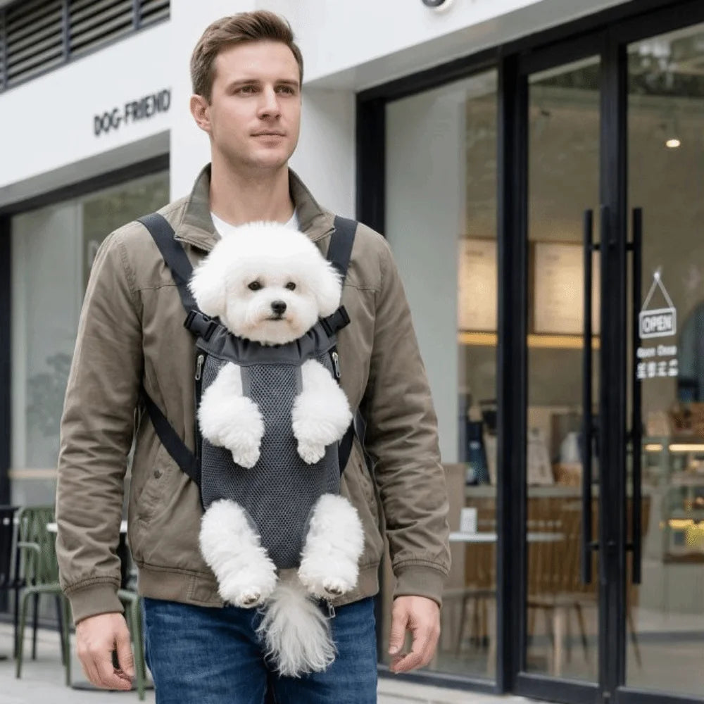 Breathable Mesh Double Shoulder Pet Front Carrier (Hands-Free, Portable)