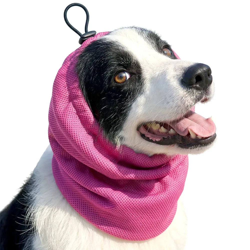 Pet Headgear Elastic Mesh Dog Cooling Head Cover Breathable Washable Pet Snood Quick Dry Adjustable Dog Cooling Bandanas Camping
