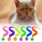 Fluffy Tail Bouncy Ball Cat Teaser Toy — Elastic Simulation Prey Bite Tool
