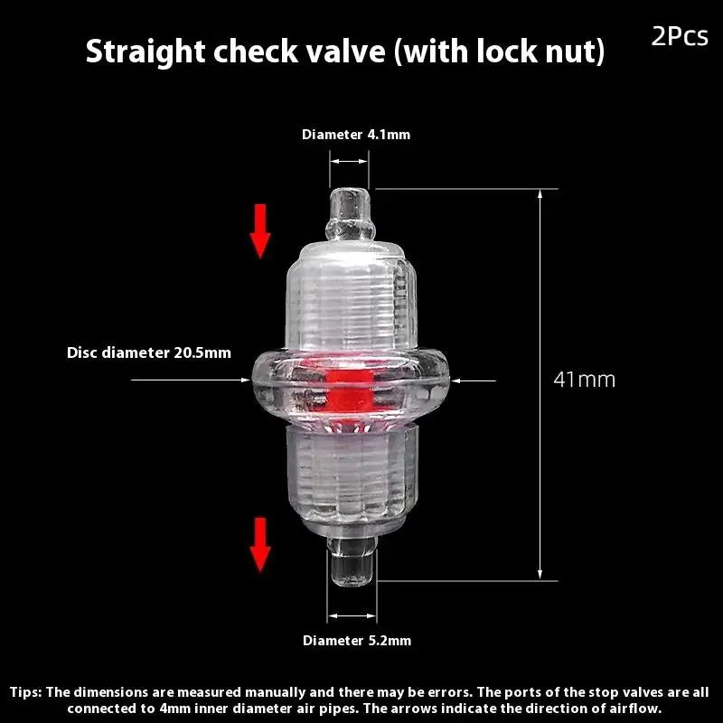 Aquarium Air Pump One-Way Check Valves (2-Pack, Oxygen Supply, Anti-Backflow for Fish Tanks)