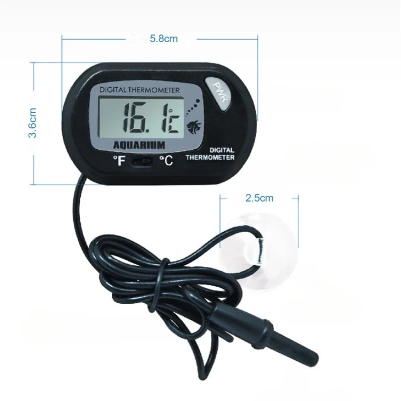 Thermometer Fish Tank Aquarium Electronic Digital Reptile Turtle Diving Pet Box Suction Cup Waterproof Electronic Thermometer