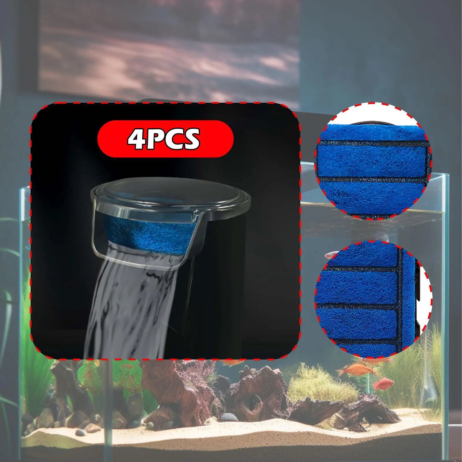 4 Pieces Fish Tank Filter Cartridges High Performance Directly Replace for 5W Reptile Tanks Low Water Filters Turtle Tanks