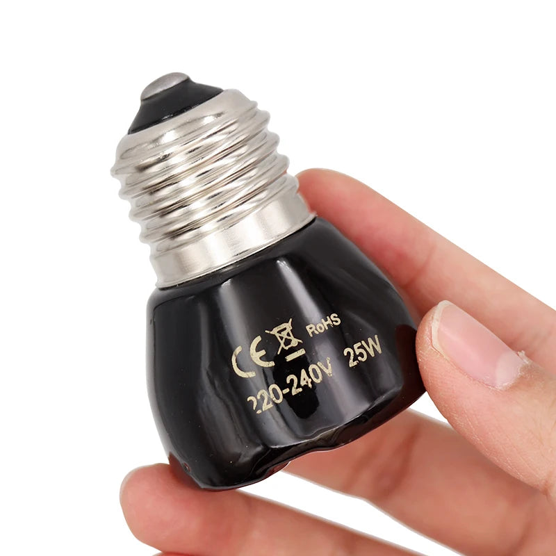 220V Far Infrared Heating Lamp Black Ceramic E27 Pet Warmer Bulb Brooder Chickens Tortoise Lizard Reptile Light 25/50/75/100W