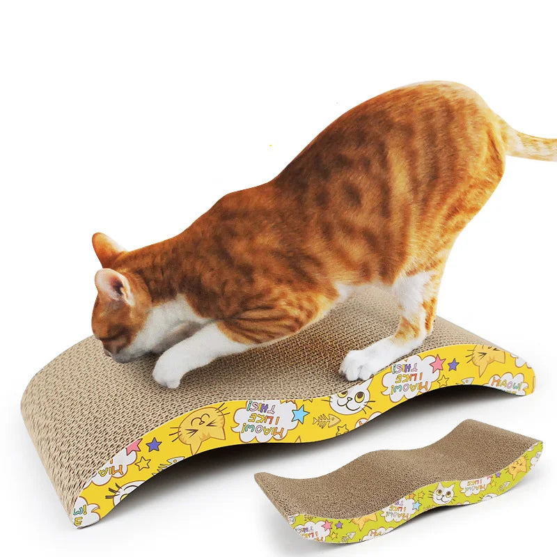 Corrugated Cardboard Cat Scratch Pad — Sofa & Claw Sharpening Board with Cushion Toy