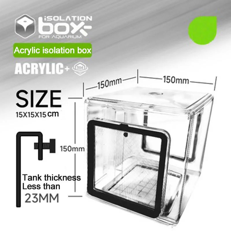 Acrylic Aquarium Isolation Breeding Box (Stainless Steel Mesh, Fish Tank Divider)