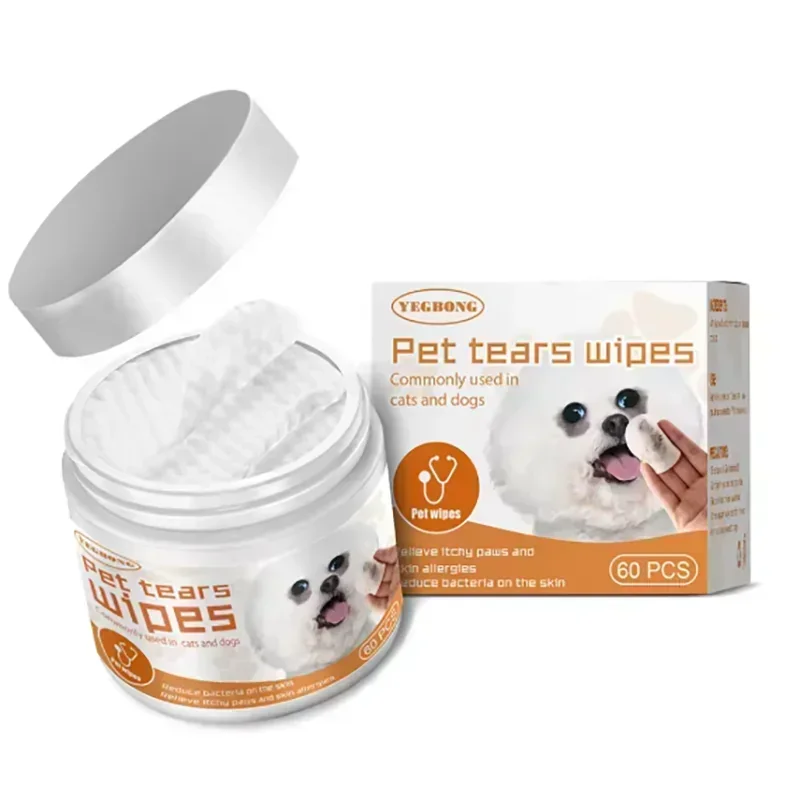 60pcs/set Eye Wet Wipes Universal Disposable Non-woven Wet Towels Ear Stain Remover Dog Cat Wipes Grooming Tools Pet Accessories