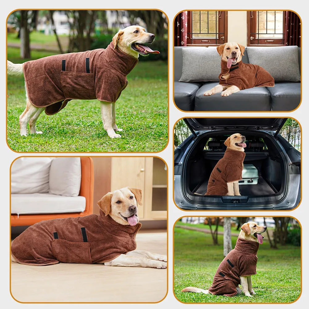 Dog Bathrobe Absorbent Pet Quick Drying Bath Towel Dog Bath Towel Large Small Dogs Clean Absorbent Bathrobe Full Body Wrap Cat