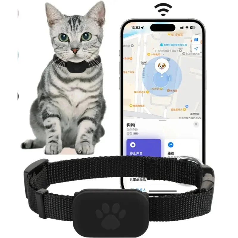 MFi Certified Smart Anti-Loss Pet Locator Collar - Silicone Tracker for Cats, Elderly & Children