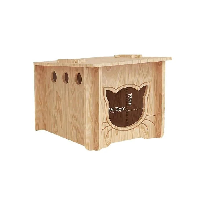 Solid Wood Cat Villa with Integrated Scratching Board (All-Season)