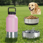 3 in 1 Stainless Steel Pet Water Bottle Multi-layered Detachable Dog Feeding Bottle Leak-proof 32Oz Pet Food Bottle