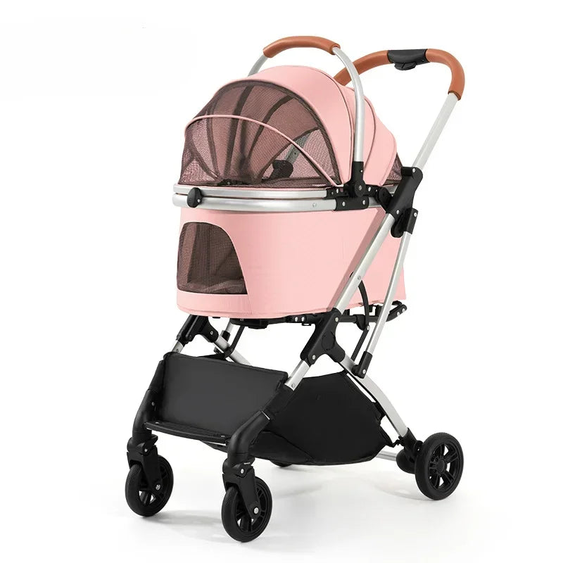Multifunctional Pet Stroller Detachable Basket Car Pet Travel Bag Multi-ventilated Pet Carriage High-view Portable Dog Stroller