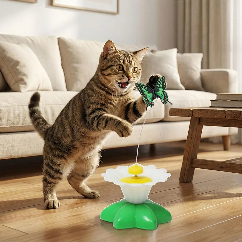Electric Rotating Butterfly & Hummingbird Cat Teaser Wand — Automatic Flying Kitten Toy
