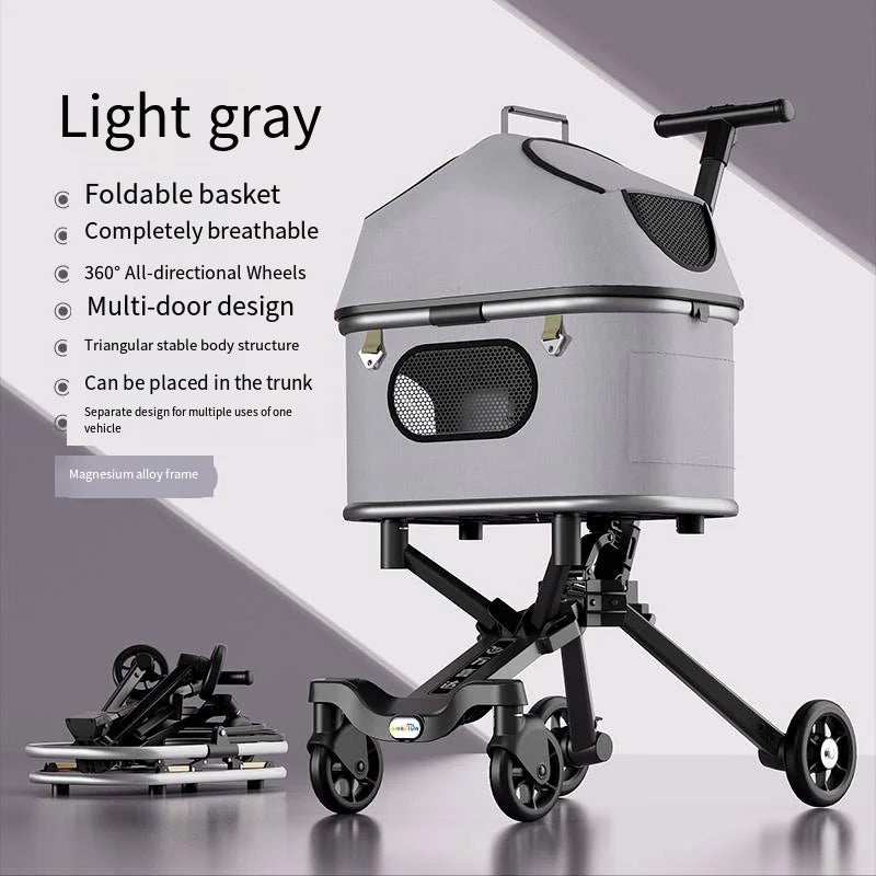 Magnesium Alloy Upgraded Pet Stroller Cart for Dogs & Cats - Lightweight Premium Outdoor Rolling Carrier