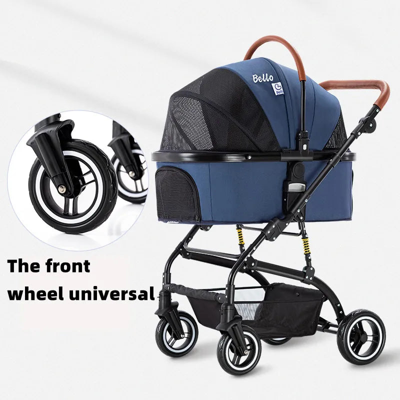 Bello Car Trunk-Compatible Foldable Pet Stroller for Dogs - Portable Travel Cart for On-the-Go Outings