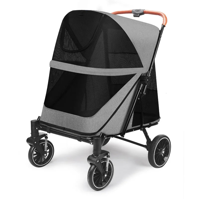 Foldable Medium To Large Pet Stroller with A Load-bearing Capacity of Up To 55kg Providing Ample Space for Elderly Dogs 2025 New