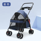 Foldable 4-Wheel Lightweight Eco-Friendly All-Season Pet Stroller Oxford Metal Frame Portable For Small Medium Pets 17kg Maximum
