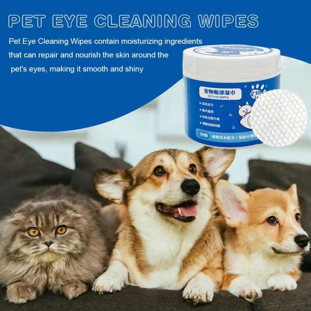 100Pcs Pet Eye Wipes Cats And Dogs Tearmark Wet Wipes Dog Cat Eyes Ears Cleaning Paper Towels Cats And Dogs Universal