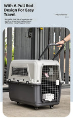 Pet Carrier, Large PP Dog Cat Travel Crate, Durable Airline Approved Pet Transport Box for Cats and Dogs, Portable Kennel
