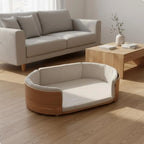 Oval Wooden Pet Sofa Bed with Removable Cover (All-Season)